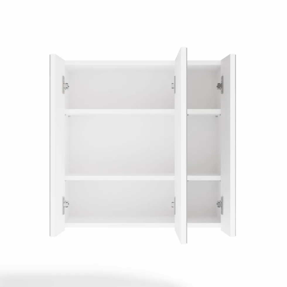 Specchio contenitore da bagno 60x60 cm con 3 ante con 6 ripiani bianco SPT2