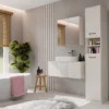 Specchio contenitore da bagno 60x60 cm con 2 ante beige cashmere SPT4