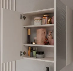 Specchio contenitore da bagno 60x60 cm con 2 ante beige cashmere SPT4