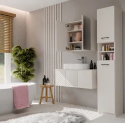 Specchio contenitore da bagno 60x60 cm con 2 ante beige cashmere SPT4