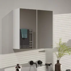 Specchio contenitore da bagno 60x60 cm con 2 ante bianco SPT4