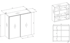 Specchio contenitore da bagno 60x60 cm con 2 ante bianco SPT4