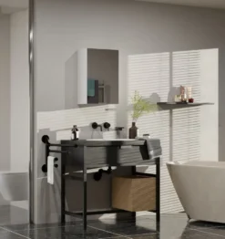Specchio contenitore da bagno 40x60 cm con 3 ripiani interni bianco SPT3