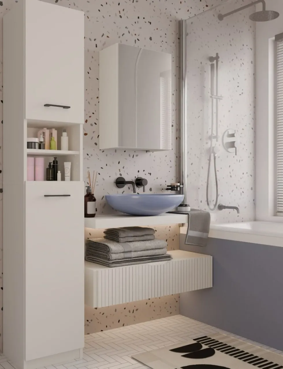 Specchio contenitore da bagno 40x60 cm con 3 ripiani interni beige cashmere SPT3