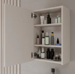 Specchio contenitore da bagno 40x60 cm con 3 ripiani interni beige cashmere SPT3