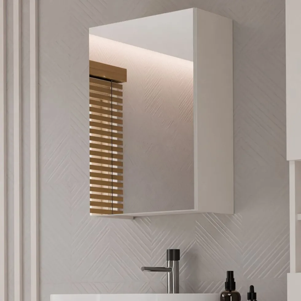 Specchio contenitore da bagno 40x60 cm con 3 ripiani interni beige cashmere SPT3