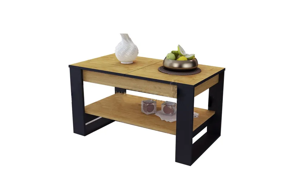Tavolino da salotto allungabile quercia e nero 110x60 cm TU6