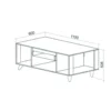 Tavolino da salotto con cassetto, 110x53,5x60 cm in rovere, grafite e beige TU7