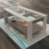 Tavolino da salotto con piano vetro grigio TU2