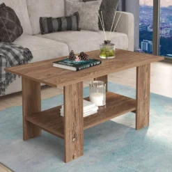 Tavolino da salotto con ripiano inferiore 100x55 cm marrone TG10
