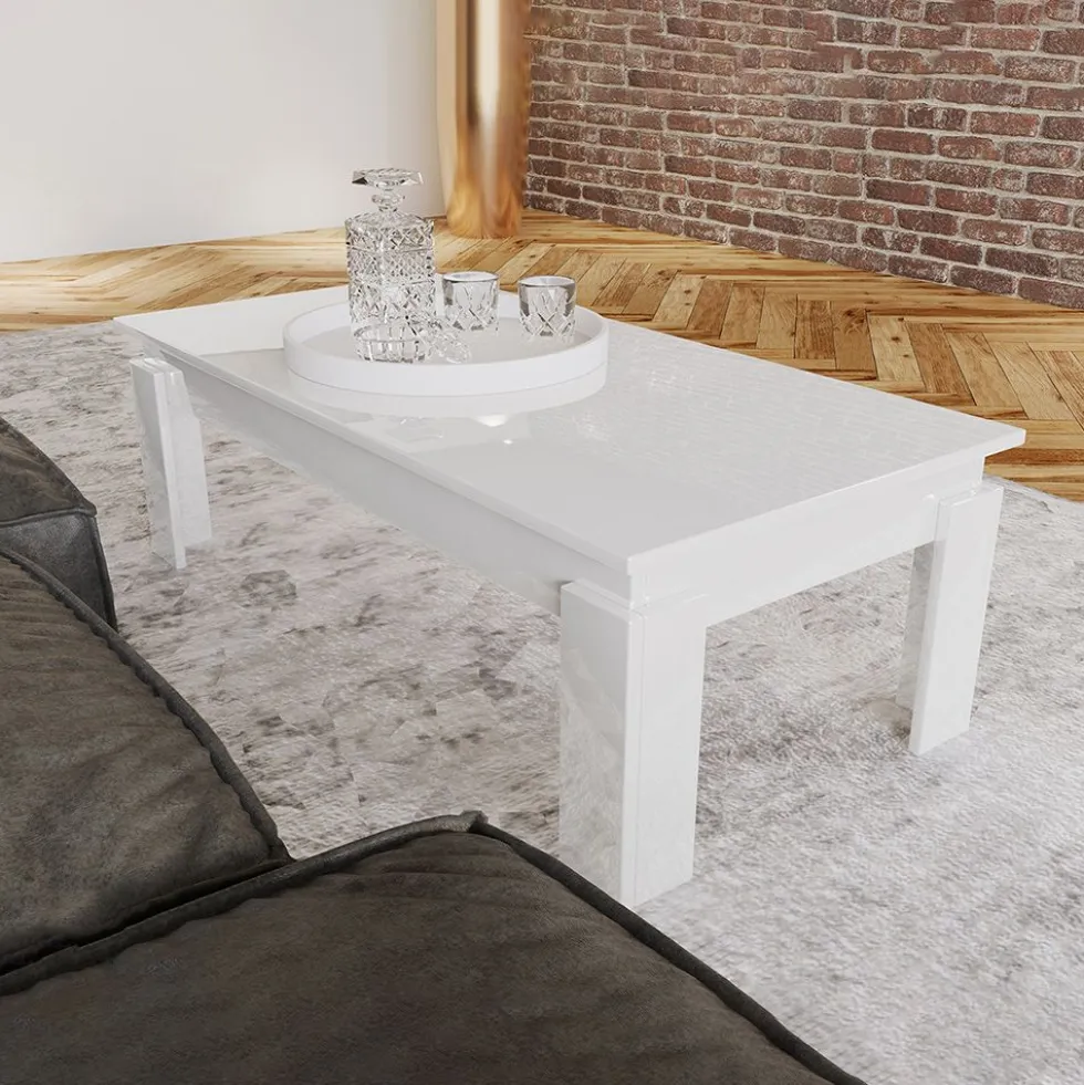 Tavolino da salotto elegante colore bianco TILK