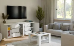 Tavolino da salotto moderno basso 68x68x40 bianco TST17