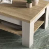 Tavolino da salotto moderno 110x68 cm bianco effetto legno e rovere TSL11