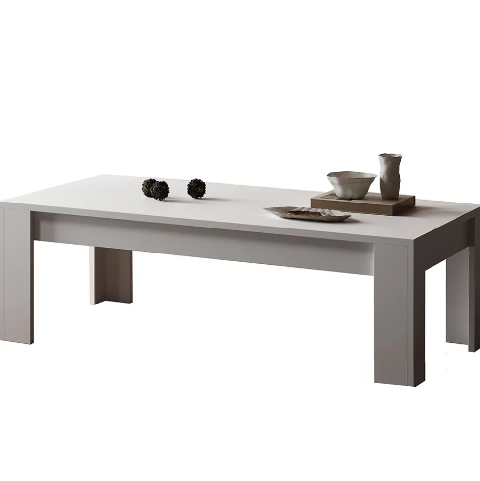 Tavolino da salotto moderno 122x45 cm bianco opaco TSL10