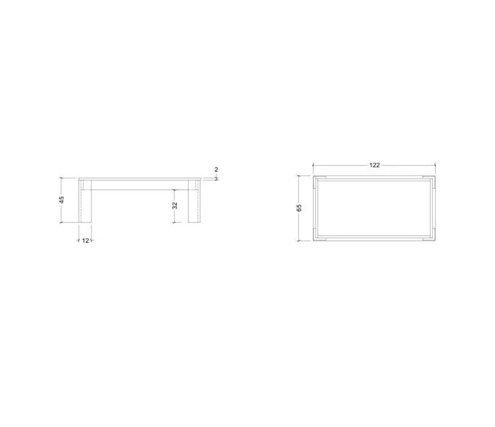 Tavolino da salotto moderno 122x45 cm bianco opaco TSL10