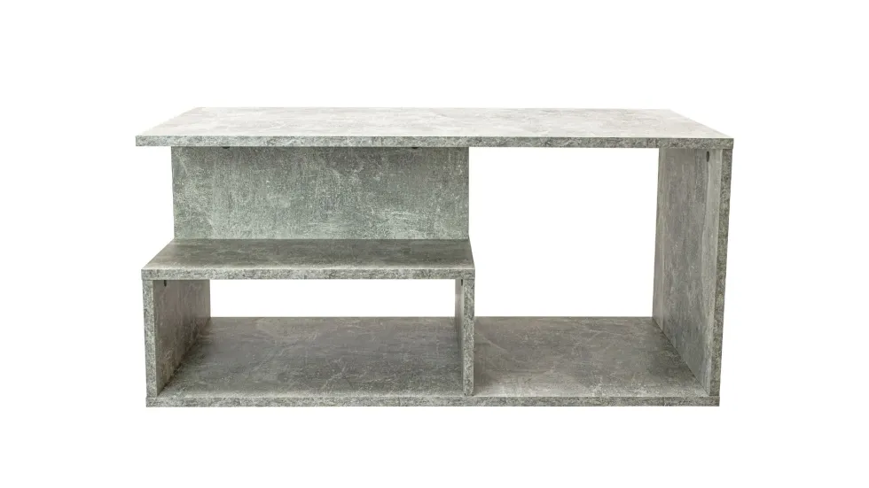 Tavolino da salotto moderno 91x51x43 cm con vani a giorno cemento TST4