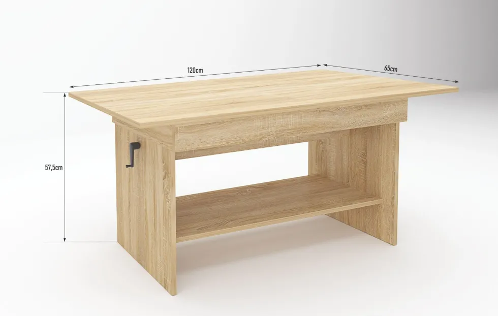 Tavolino da salotto regolabile in rovere naturale TG13