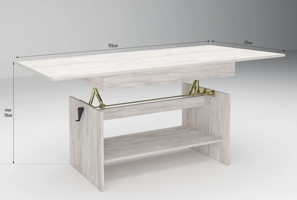 Tavolino da salotto regolabile in legno bianco TG13
