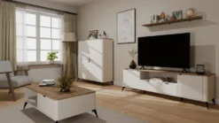 Tavolino da salotto 110X63X27 beige e rovere TST14