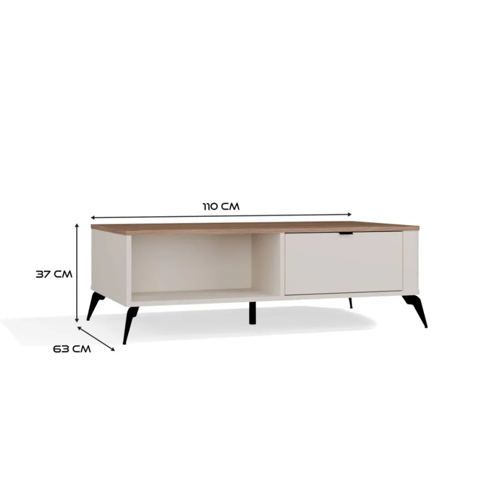 Tavolino da salotto 110X63X27 beige e rovere TST14