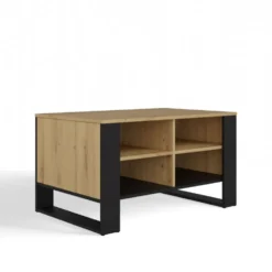 Tavolino da salotto 58x50x90 cm con 4 vani rovere e nero TST12