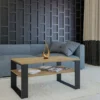Tavolino moderno 58x50x90 cm con 2 ripiani rovere e nero TST9