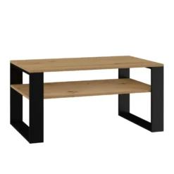 Tavolino moderno 58x50x90 cm con 2 ripiani rovere e nero TST9