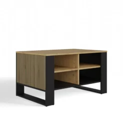 Tavolino salotto 58x50x90 cm con doghe laterali rovere e nero TST13