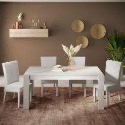 Tavolo da cucina allungabile 137x90 cm bianco opaco TCL23