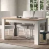 Tavolo da cucina allungabile 140x90 cm bianco effetto legno e rovere TCL25