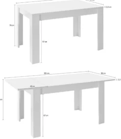 Tavolo da cucina 137x90 allungabile design moderno disegni geometrici bianco serigrafato TCL18