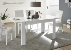 Tavolo da cucina 137x90 allungabile design moderno e lineare bianco lucido TCL1