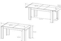 Tavolo da cucina 144x80cm allungabile grigio effetto legno TCLK1