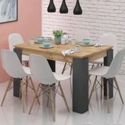 Tavolo da pranzo estensibile bicolore rovere naturale e antracite TG7