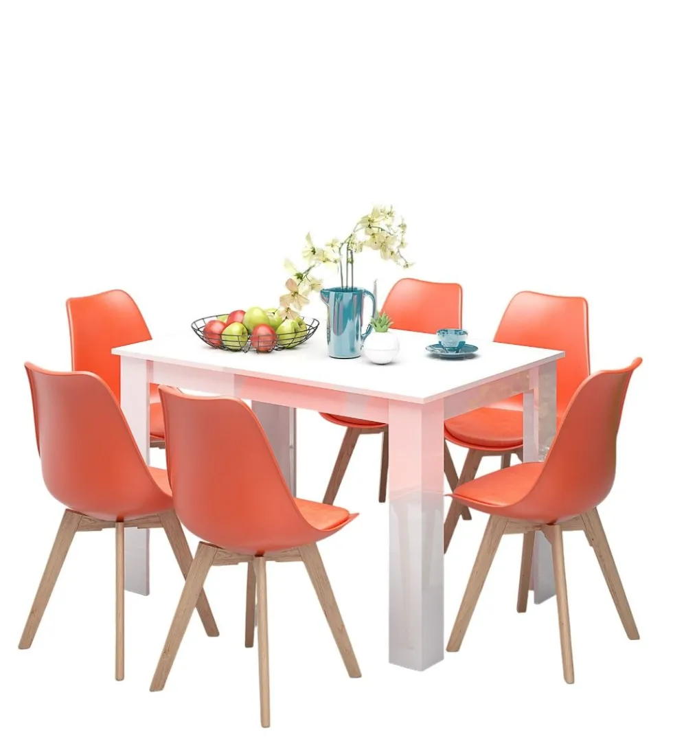 Tavolo da pranzo moderno 120x74 cm in bianco lucido TG6