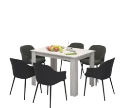 Tavolo da pranzo moderno 120x74 cm in rovere bianco TG6