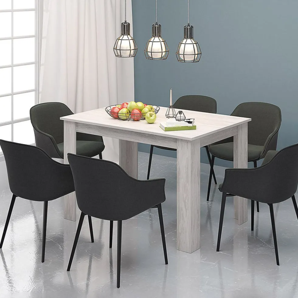 Tavolo da pranzo moderno 120x74 cm in rovere bianco TG6