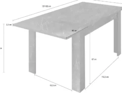 Tavolo da pranzo 137x90 allungabile design moderno marmorizzato marmo nero TCL10