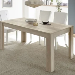 Tavolo da pranzo 180x90 fisso design moderno e lineare effetto legno rovere TCL4