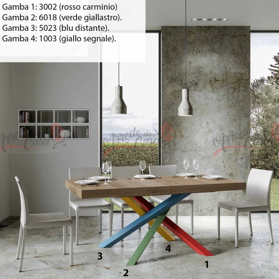 Tavolo 180x90 allungabile VLN MULTICOLOR 4B 180