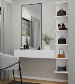 Toeletta da trucco sospesa minimal 110x20 cm bianco opaco TOT4