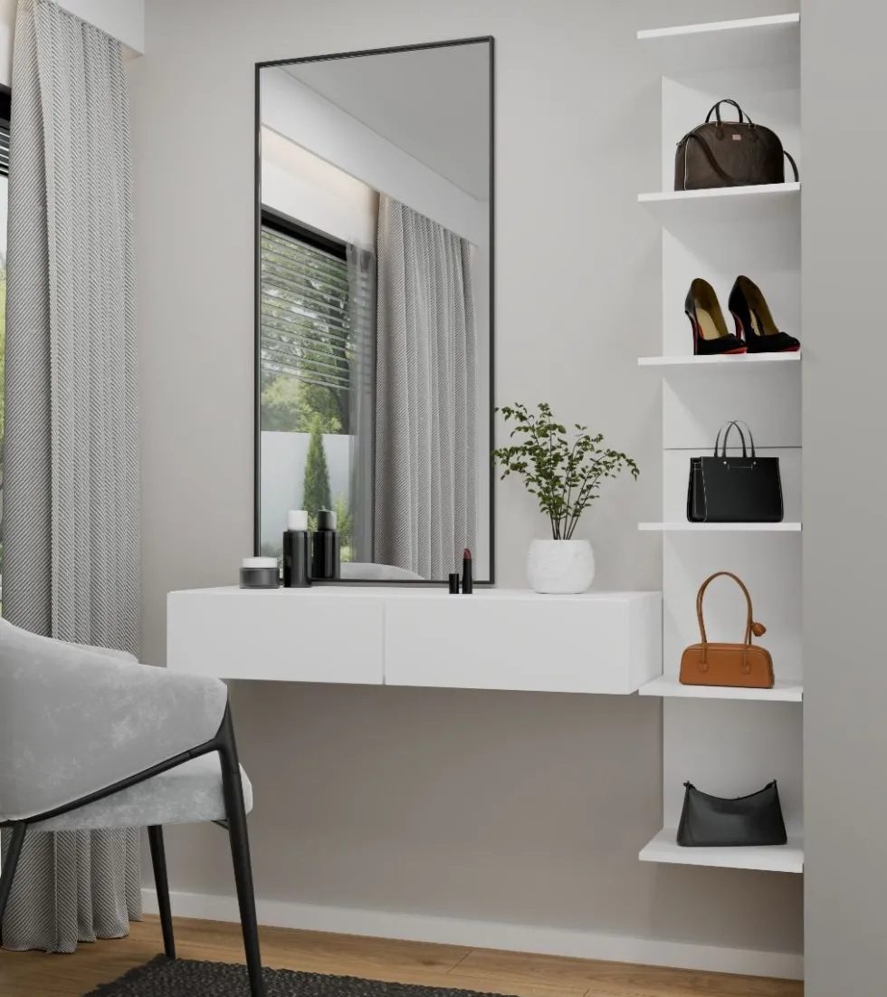Toeletta da trucco sospesa minimal 110x20 cm bianco opaco TOT4