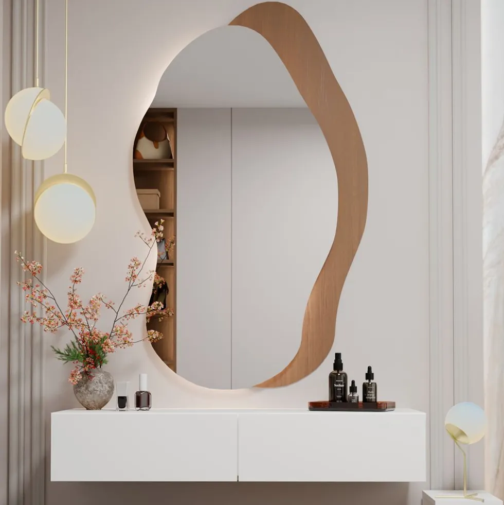 Toeletta da trucco sospesa minimal 110x20 cm bianco opaco TOT4