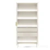 Vetrina alta moderna con cassetti push-pull e luce LED beige cashmere VLK13
