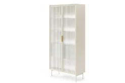 Vetrina alta moderna con cassetti push-pull e luce LED beige cashmere VLK13