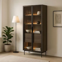 Vetrina alta moderna con cassetti push-pull e luce LED VLK13