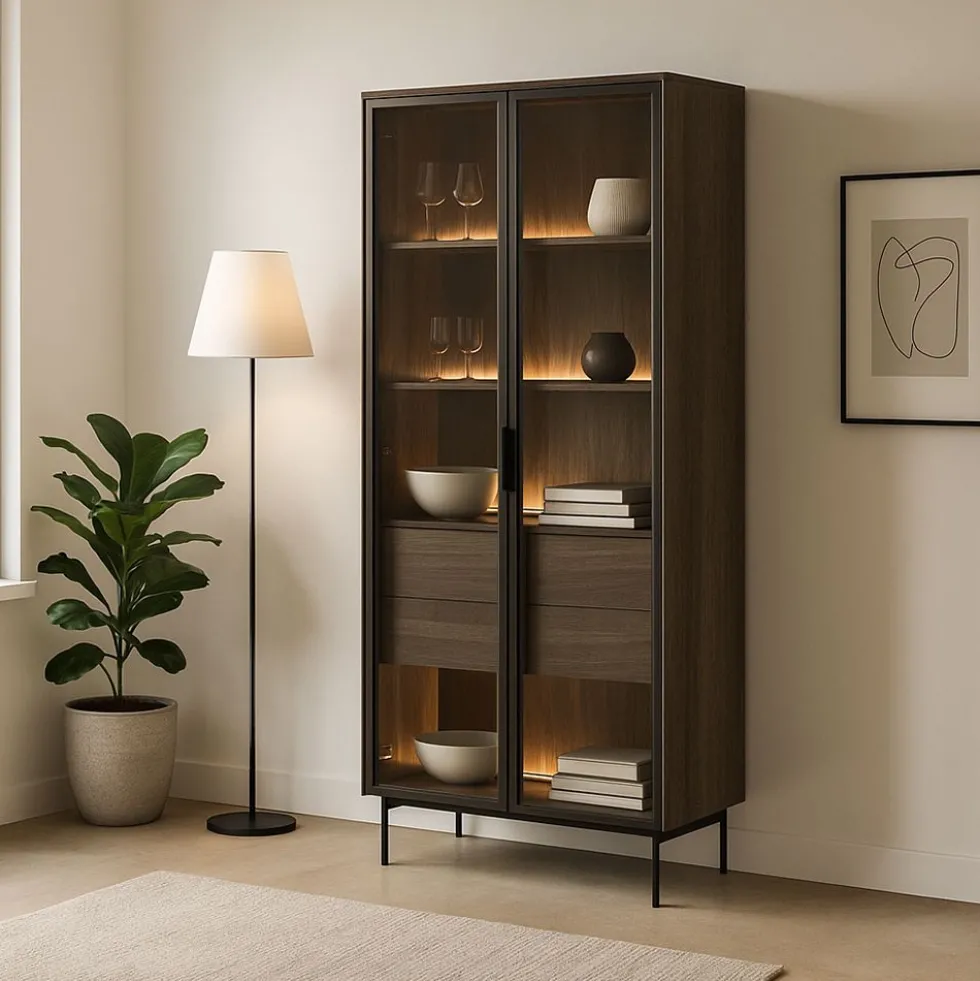 Vetrina alta moderna con cassetti push-pull e luce LED VLK13