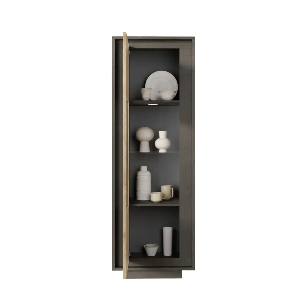 Vetrina moderna per soggiorno 67x197 cm grafite e rovere chiaro VL10