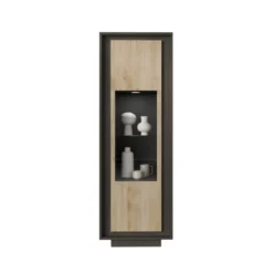 Vetrina moderna per soggiorno 67x197 cm grafite e rovere chiaro VL10